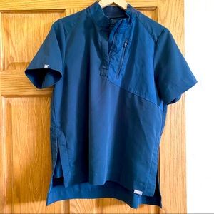 Figs Light Navy Blue Scrub Top